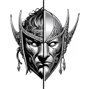 king baldwin iv mask split in half tattoo design idea