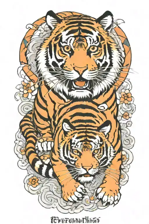 tiger fighting tattoo design idea