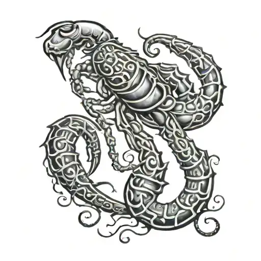 scorpion tattoo with the eye of honus and the word maktub numerology 777 tattoo design idea