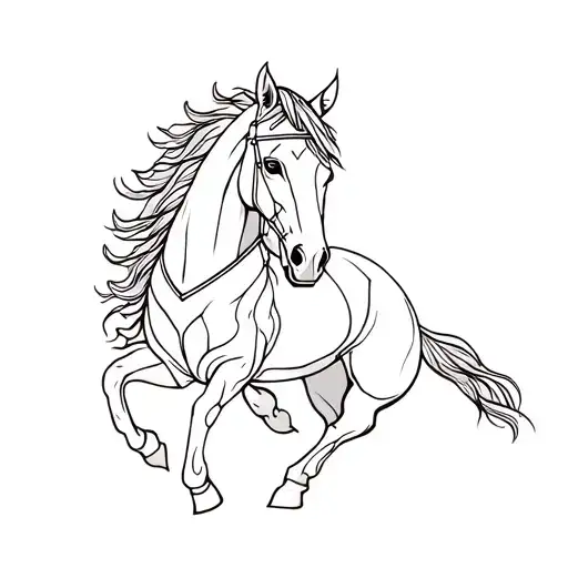 warrior Roman horse in patchwork style tattoo design idea