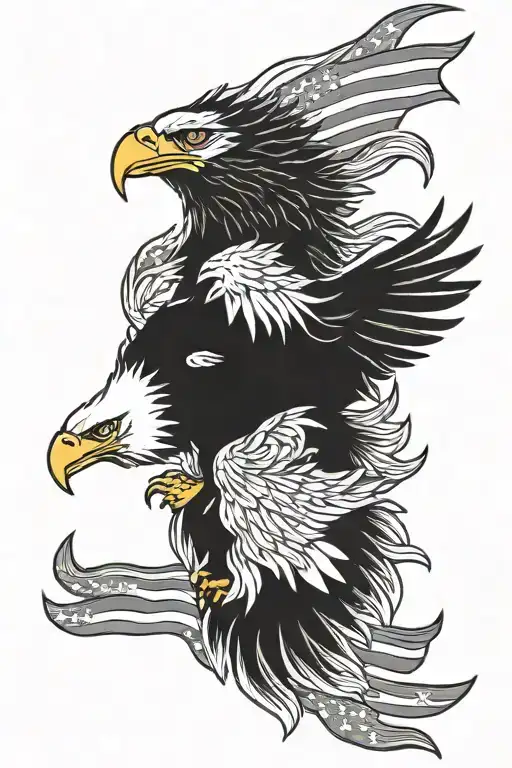 american flag with eagle tattoo design idea
