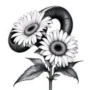 Aries And Gerbera Daisy tattoo design idea