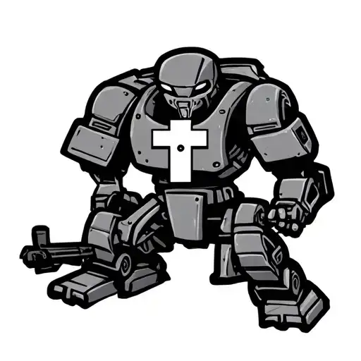 3rd infantry patch robotic with cross tattoo design idea