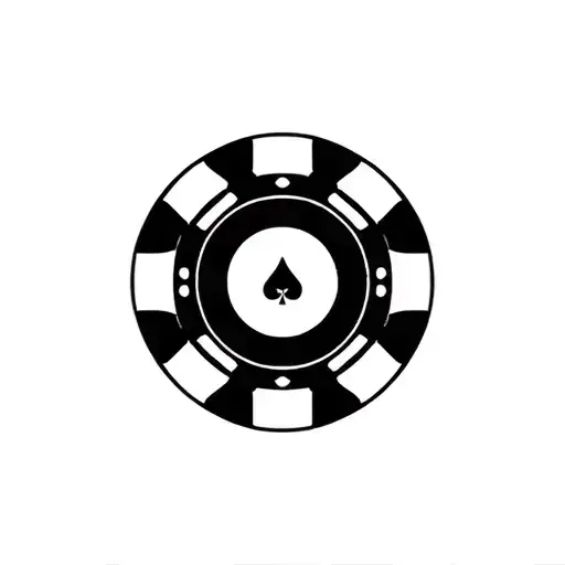 poker chip, bowling pins behind it tattoo design idea