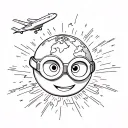 minion happy face with airplane flying over a world tattoo design idea