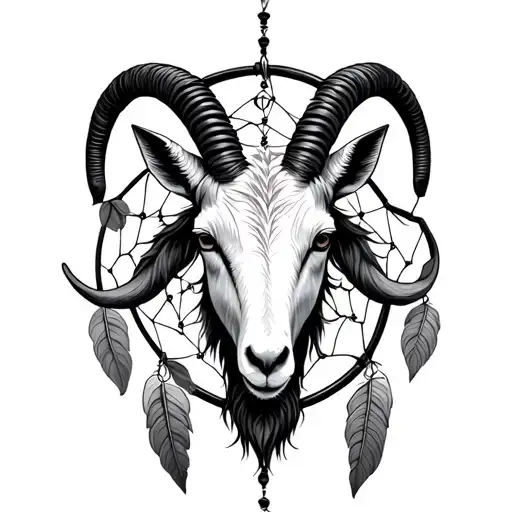 capricorn goat dream catcher tattoo design idea
