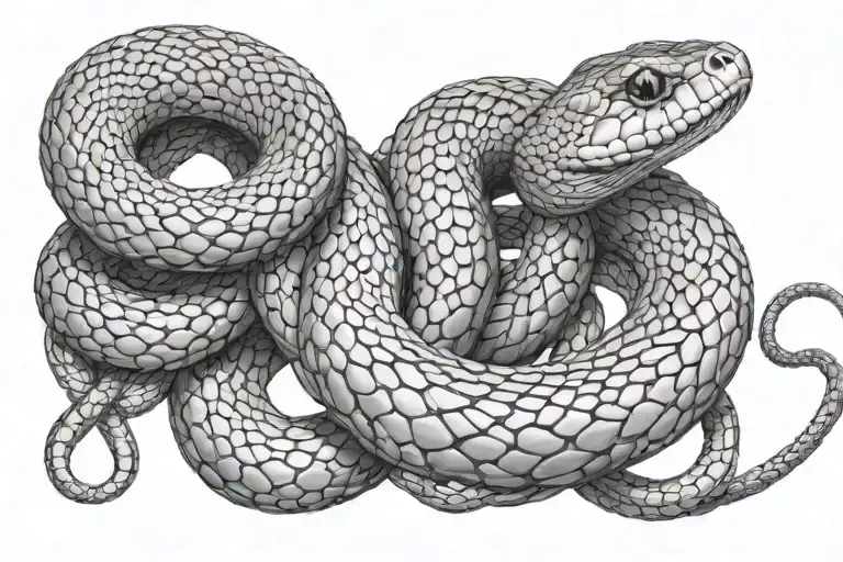 snake made out of chain links eating its own tail tattoo design idea
