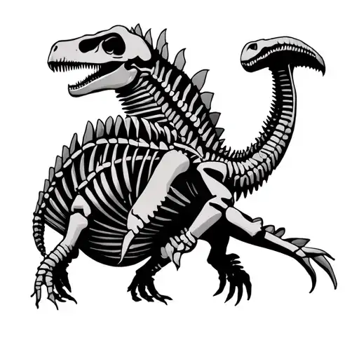 Scientifically accurate spinosaurus skeleton tattoo design idea