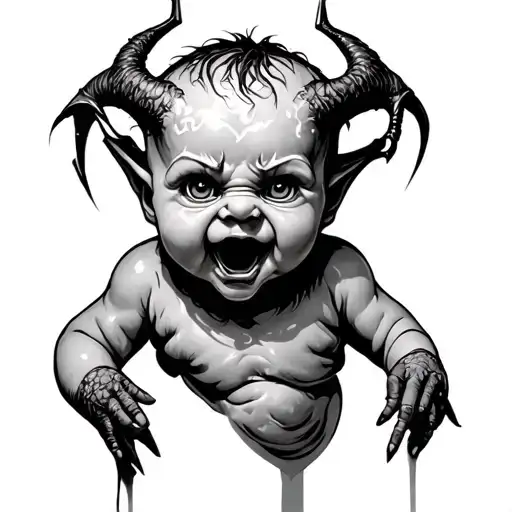 Demon Baby tattoo design idea