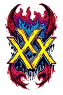 "xXx" The middle X is bigger than the others, and its ends branch out horizontially away from center, one ends w/ devil tail. tattoo design idea