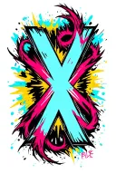 "xXx" The middle X is bigger than the others, and its ends branch out horizontially away from center, one ends w/ devil tail. tattoo design idea