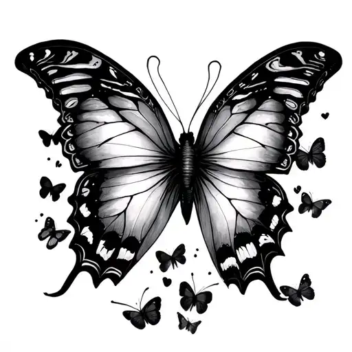 mini black butterflies tattoo design idea