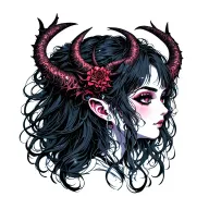 Girl demon face profile tattoo design idea