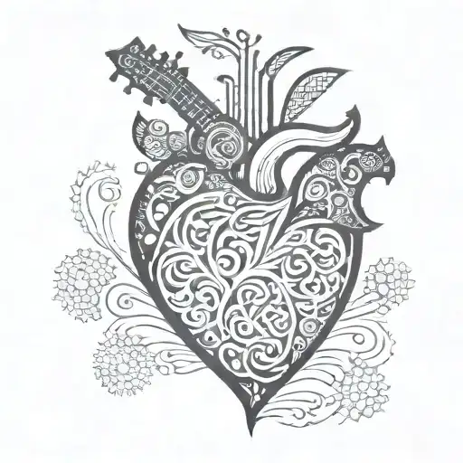 heart of Viana gallo barcellos fado guitar tattoo design idea