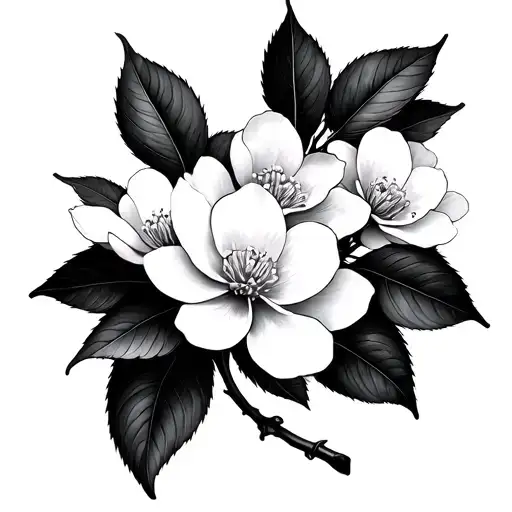 Fine Line Cherry Blossom tattoo design idea