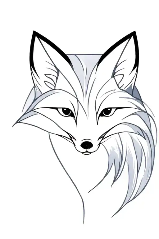 fox with silver hair tattoo design idea