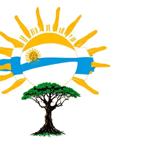 I would like the Sun from the Argentina flag, and below it, the tree from the Wigan Atheltic Football club badge tattoo design idea