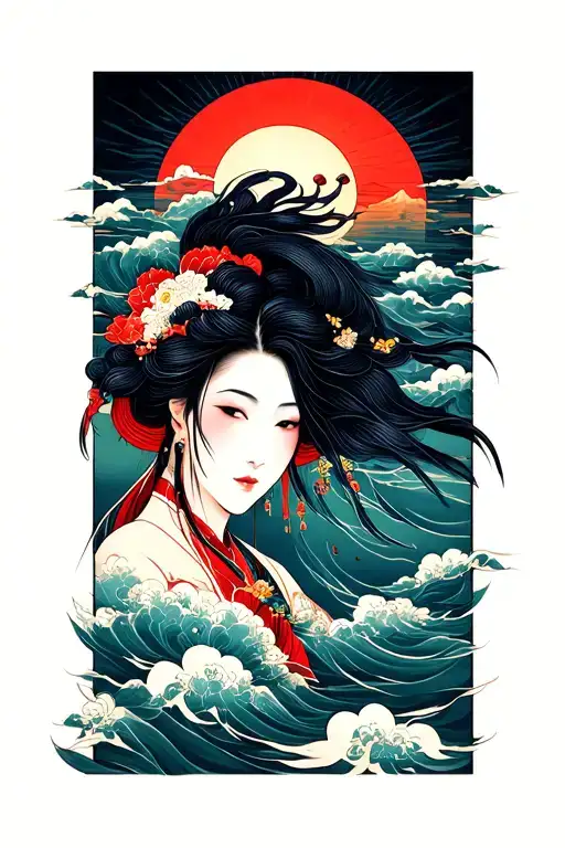 Japanese Rising Sun tattoo design idea