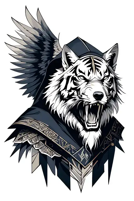 Ottoman Warrior reaper angel Hooded White Beard tiger wolf powerful scary Tattoo Idea  tattoo design idea