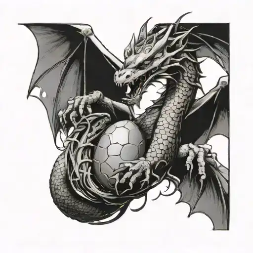 the dragon stole hundreds of golden eggs , the sketch should have clear and thick contour lines tattoo design idea