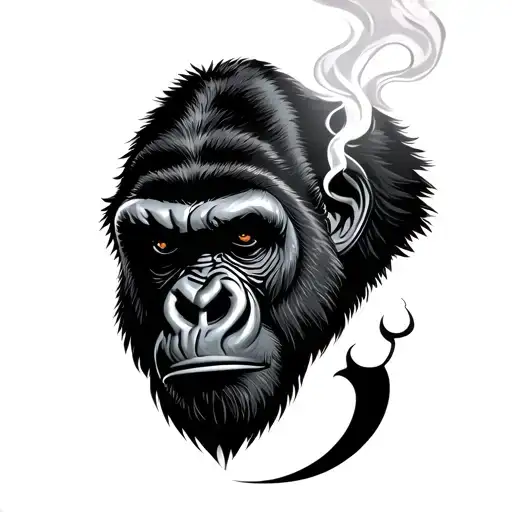 Gorilla Smoking tattoo design idea