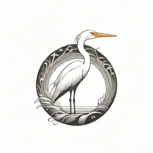 Coverup egret tattoo design idea