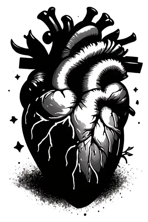 army black heart cute snd girly tattoo design idea