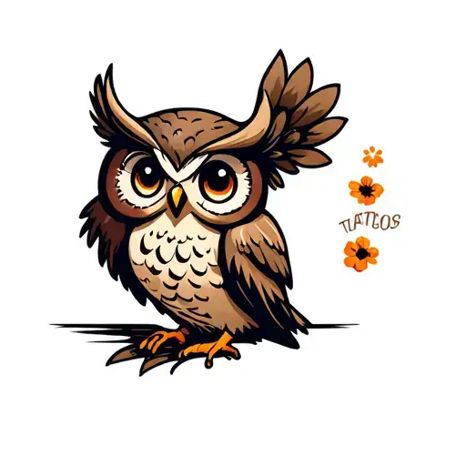 cute owl tattoo design idea