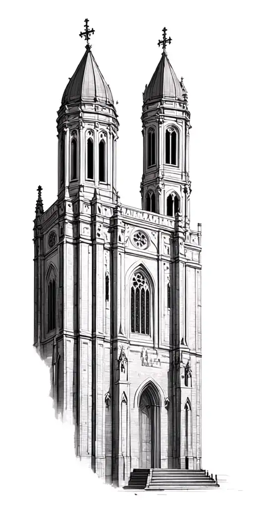 Catholic cathedral tattoo design idea