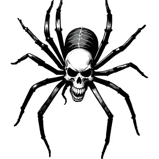 Black Spider with a skull body on a spider web tattoo design idea