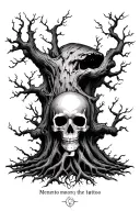 half living, half dead tree with memento mori below tattoo design idea