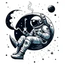 Picture an astronaut in a spacesuit sitting on the moon and going to smoke a bong. You can add stars and planets to the station tattoo design idea
