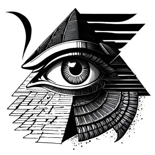 eye of horus in front of pyramid tattoo design idea