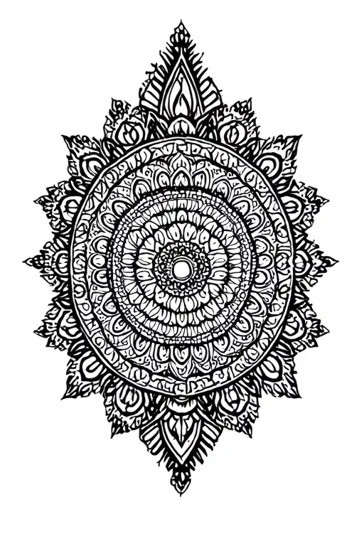 ornamental incorporating mandalas, thick lines, geometric shapes, and dot work tattoo design idea