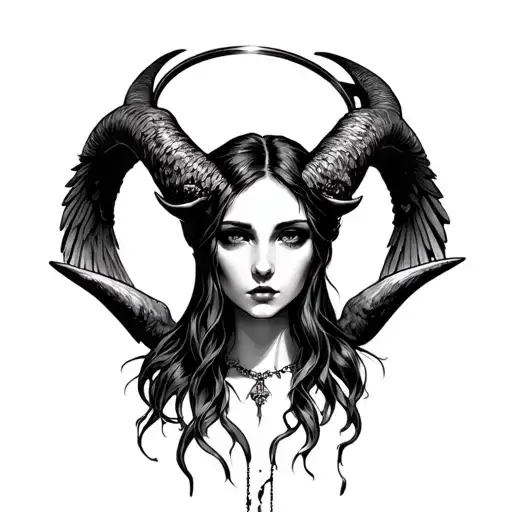 Whore with a halo hanging off the w, and horns on the e tattoo design idea