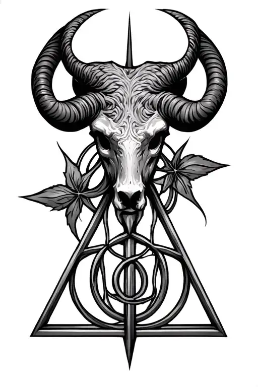 Libra, Aries, taurus, deathly hallows symbol tattoo design idea