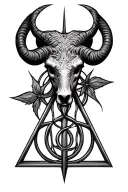 Libra, Aries, taurus, deathly hallows symbol tattoo design idea