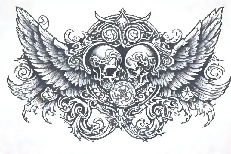angel and demon wings tattoo design idea