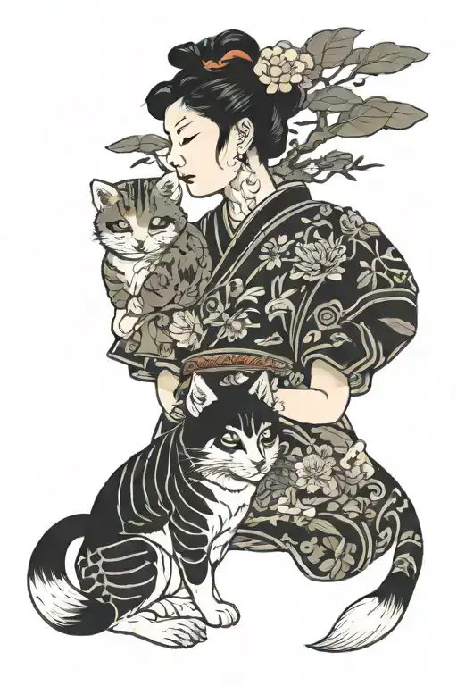 mother and adopted son represented by animals tattoo design idea