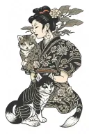 mother and adopted son represented by animals tattoo design idea