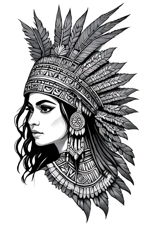 Aztec princess  tattoo design idea