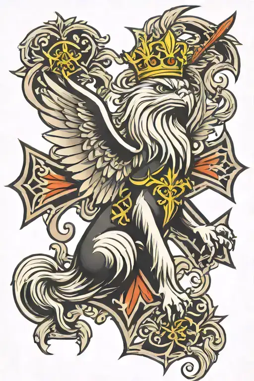 Maltese griffin on a Maltese cross tattoo tattoo design idea