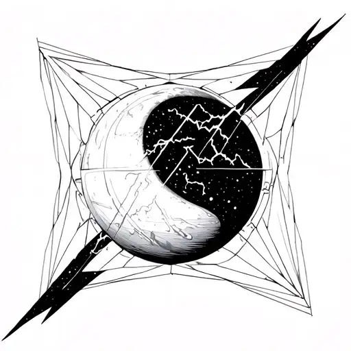 lightning bolt over the planet venus tattoo design idea