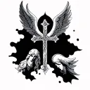 orthodox Christian cross angel tattoo design idea