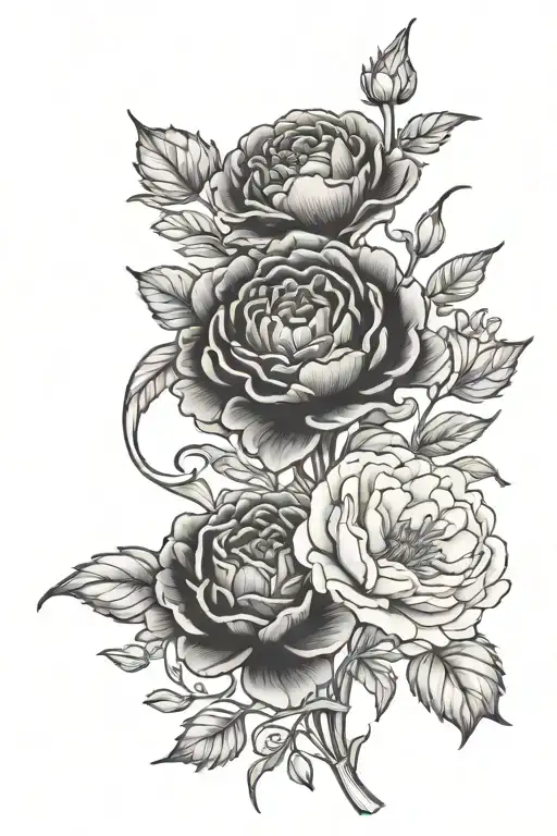 carnation and ophelia  tattoo design idea