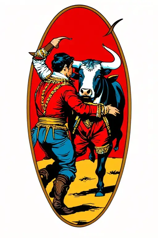 bull and matador dueling tattoo design idea