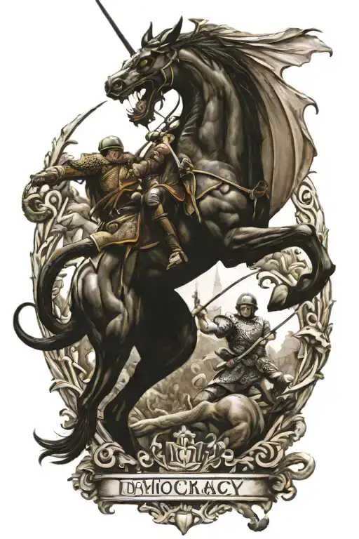 democracy, military, St. George killing the dragon tattoo design idea
