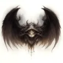 seraphim, 6 bat wings, centre eye, dark tattoo design idea