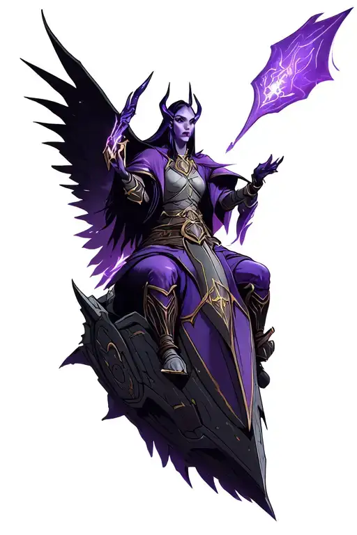 Shadow Priest Void Elf world of warcraft warlock riding spaceship tattoo design idea