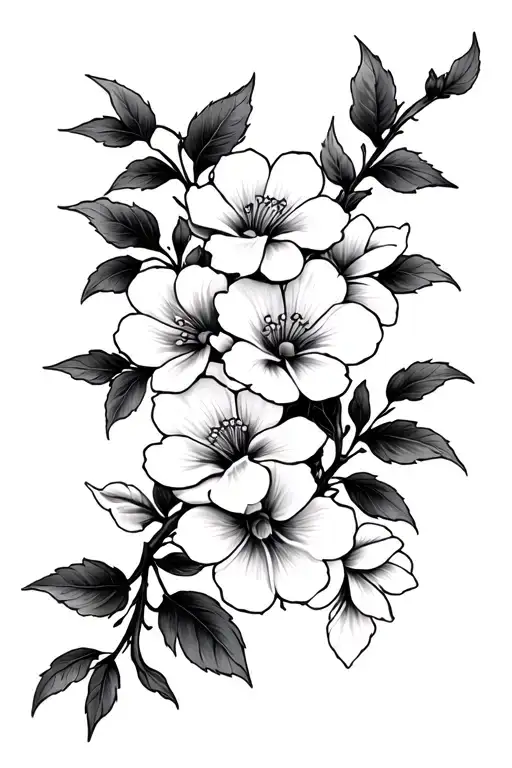 jasmine flower vines thin for both sides of my body tattoo design idea